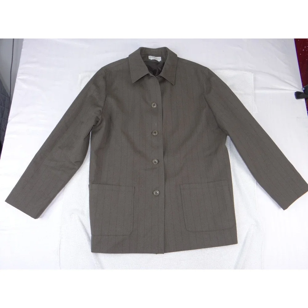 Stafford Mens Brown Pinstripe Two Button Blazer Sport Coat Jacket Regular 3912
